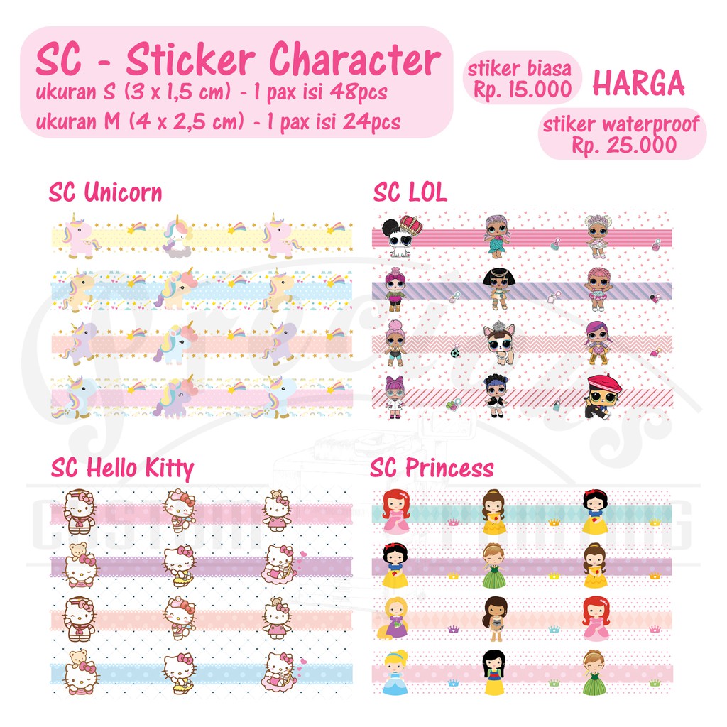 

STIKER NAMA SC UNICORN , LOL , HELLO KITTY , PRINCESS