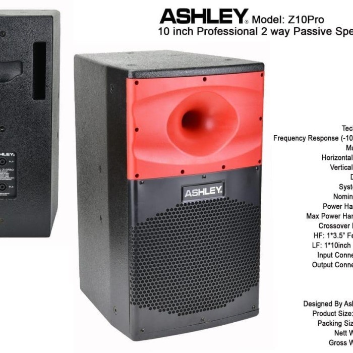 SPEAKER PASIF ASHLEY Z10PRO 10 INCH PROFESIONAL SPEAKER ORIGINAL