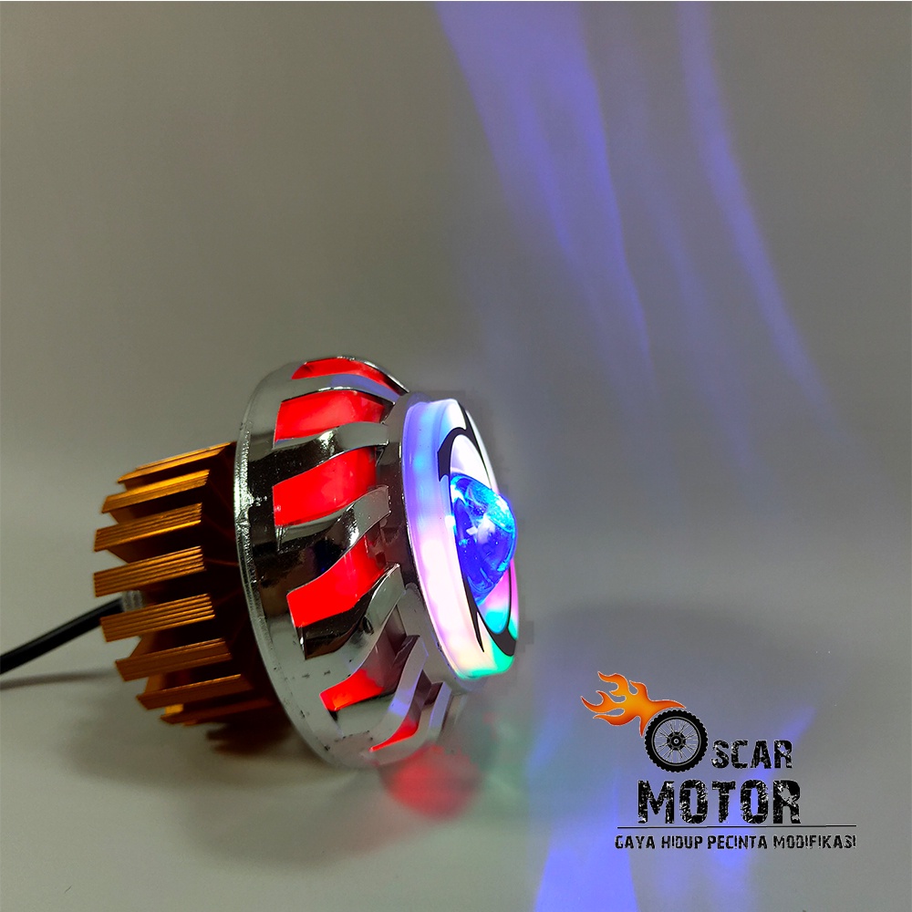 LAMPU DEPAN NEW PROJIE V5 MINI BOHLAM LED LONG STAY AN FLASH UNIVERSAL motor