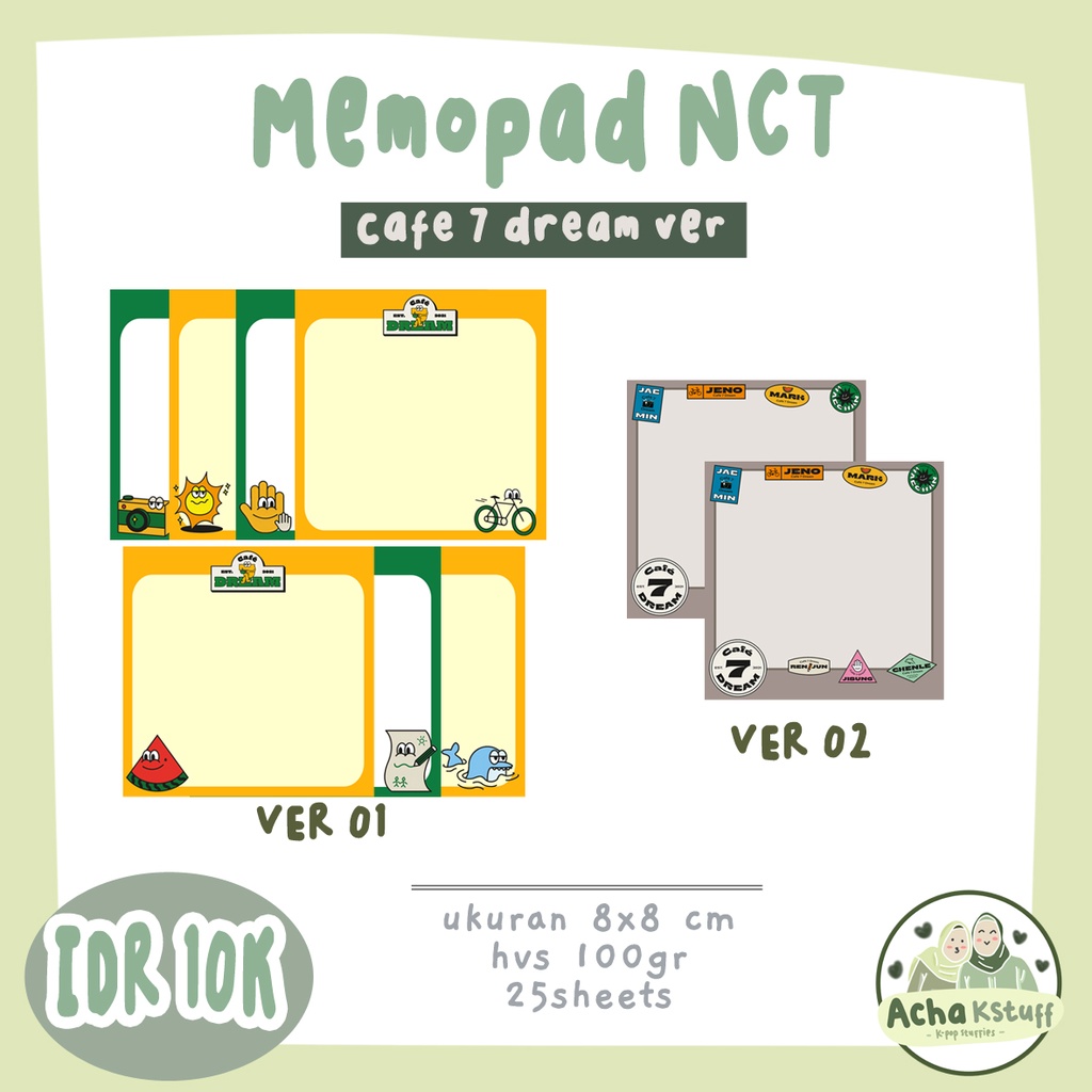

MEMOPAD CAFE 7DREAM NCT DREAM MURAH kpop memopad murah