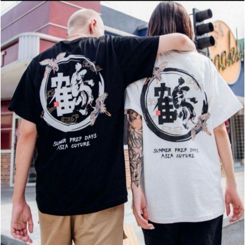 COD IndoDistro Baju Kaos Distro cowok Bangau Sum  Kaos Jepang Pria Wanita Murah Cotton