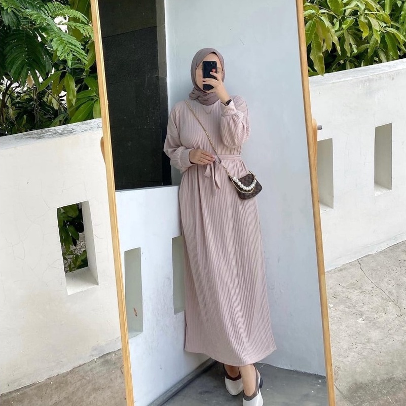 (MGA) GAMIS MIDI GLENCA OVERSIZE KNIT TALI DAILY DRESS WANITA