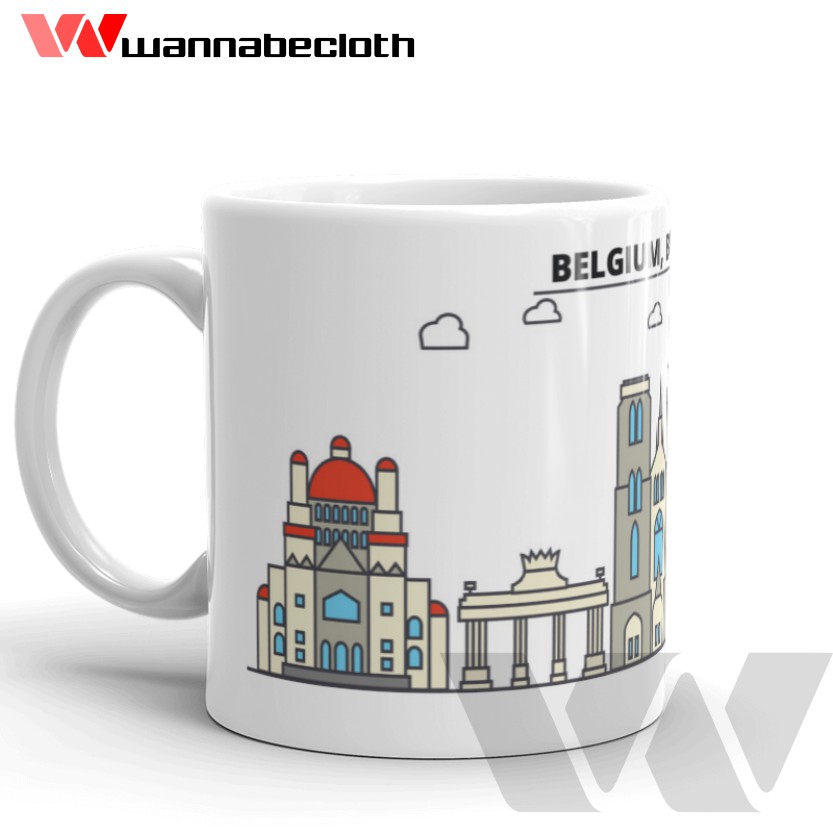 Gelas Brussels Belgium Belgia Mug Brussels Belgium Belgia Souvenir Brussels Mug World City v1