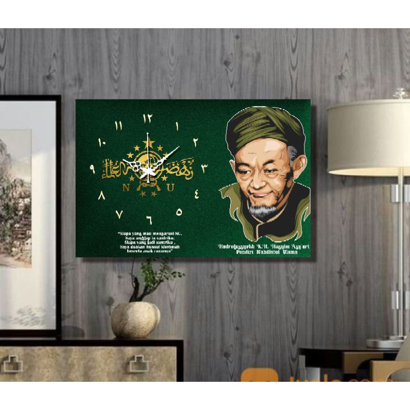 Jam dinding NU custom foto mbah hasyim
