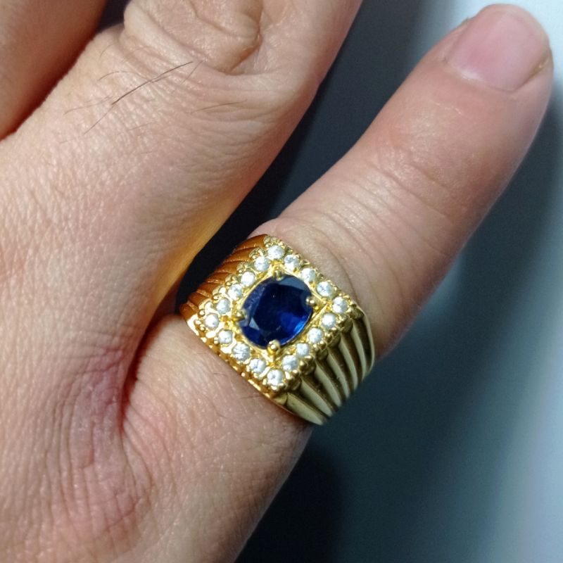 CINCIN BERLIAN SAFIR BIRU PRIA EMAS FASHION WANITA