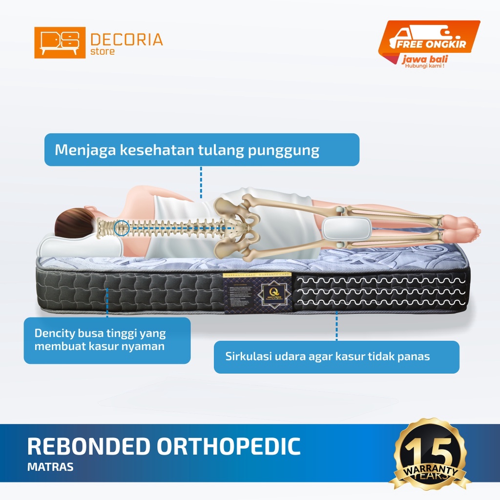 KASUR REBONDED ORTHOPEDIC / KESEHATAN TULANG BELAKANG / PEDIC FOAM
