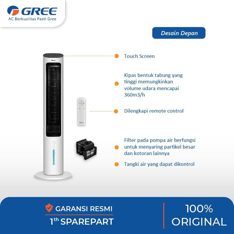 GREE Tower Fan Air Cooler 4 Liter 3in1 with Humidifier GTA-ACOOL4