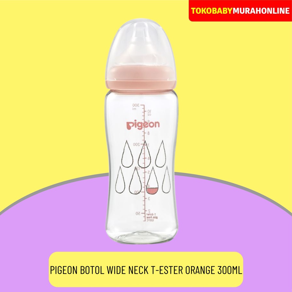 PIGEON Botol T-Ester Wide Neck 300ml Light Orange W/ P-PLUS NIPPLE PR010856 / BOTOL SUSU