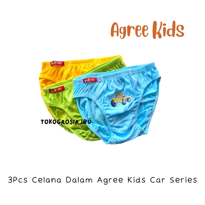 Isi 3 Pcs Celana Dalam Anak Laki Laki Cowok Agree Kids Cars Original Katun Adem 1 3 5 7 10 Tahun / Cd Celana Dalam Boxer Anak Kancut Anak Sempak Anak Laki Laki Cowok Katun Agree Kids Murah / Celana Dalam Anak Agree Kids Katun