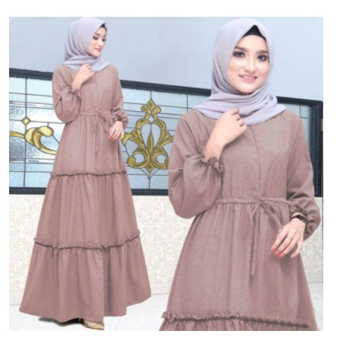 Mutiyah Gamis Dress Maxy Jumbo Bigsize Bahan Calvin Jeans Melar LD Sampai 150 cm 4L 5L Ori Redea