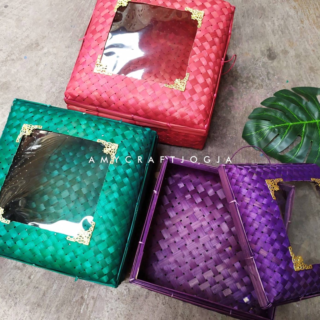 Sokase Mika Warna 1 Set 3 Ukuran / Box Hantaran / Box Seserahan / Kotak Hantaran Bambu /Parsel Bambu