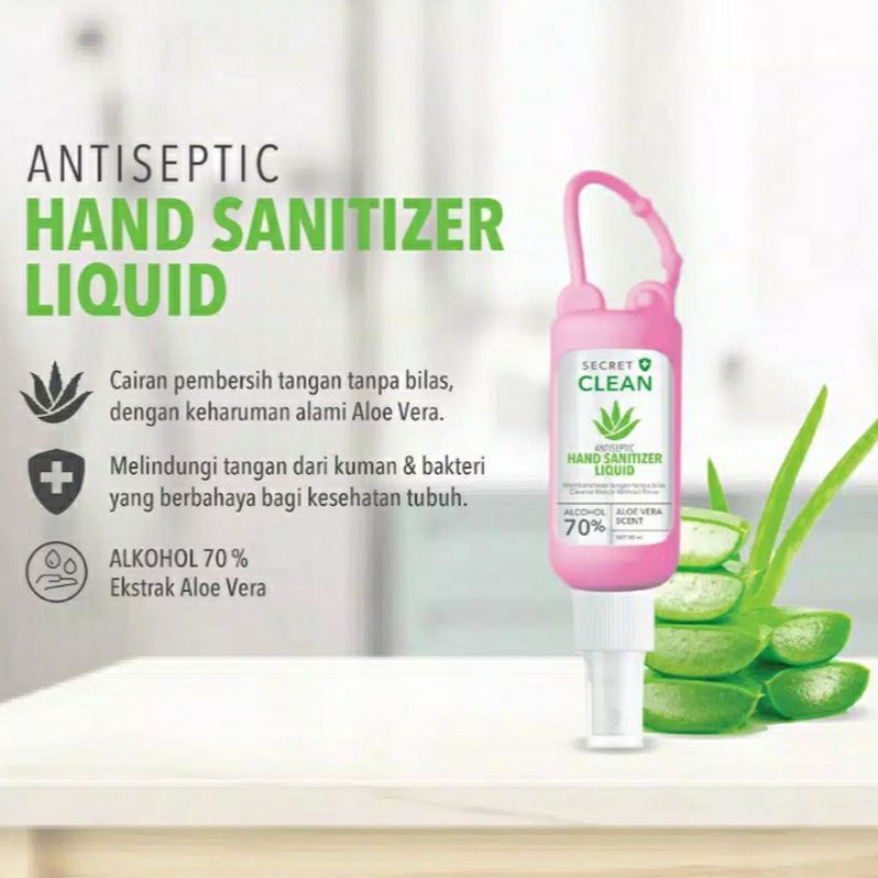 SECRET CLEAN Hand Sanitizer LIQUID 60 ml + Silicone Case