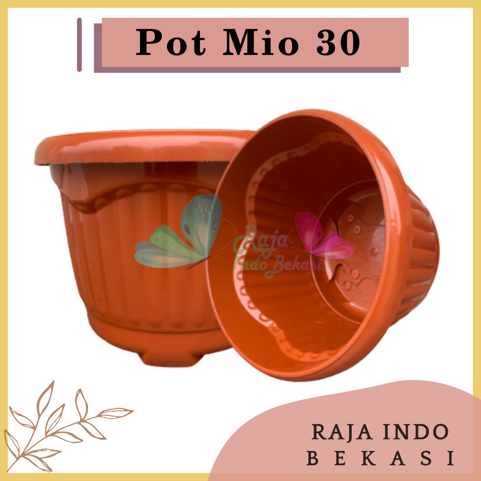 Pot Shallom Mio 30 Merah BataTerracota Terracotta Merah Coklat Pot Bunga Plastik Tebal Murah Besar Kuat Motif Model Belimbing 30 cm Putih Hitam Selusin Lusinan Tebal - SHALLOM MIO 30 pot bunga bulat besar tebal murah