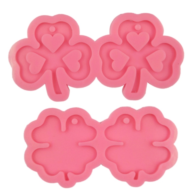 Siy 2pcs / Set Cetakan Resin Epoksi Bentuk Daun Clover Bahan Silikon Untuk Membuat Perhiasan Diy