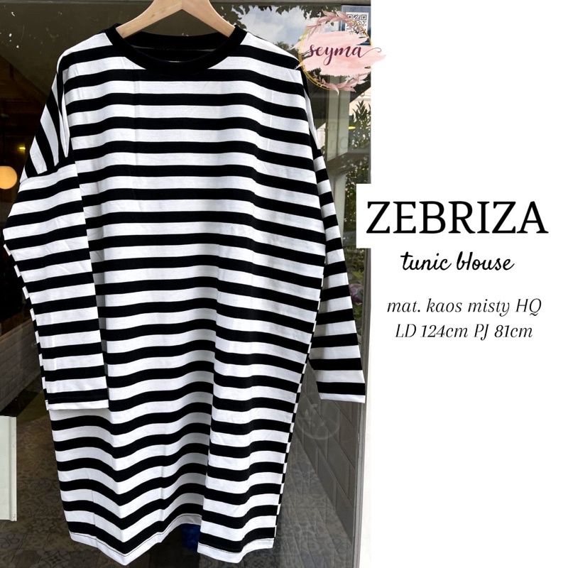 ZEBRIZA TUNIC BLOUSE BY SEYMA / ATASAN WANITA MOTIF GARIS