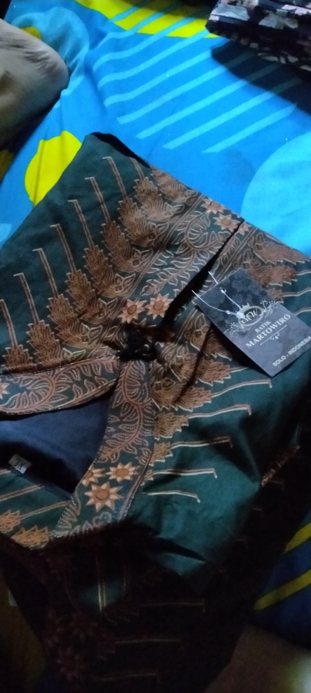 Kemeja Koko Batik Modern Hijau Lengan Pendek Dan Panjang Berfuring Asli Solo