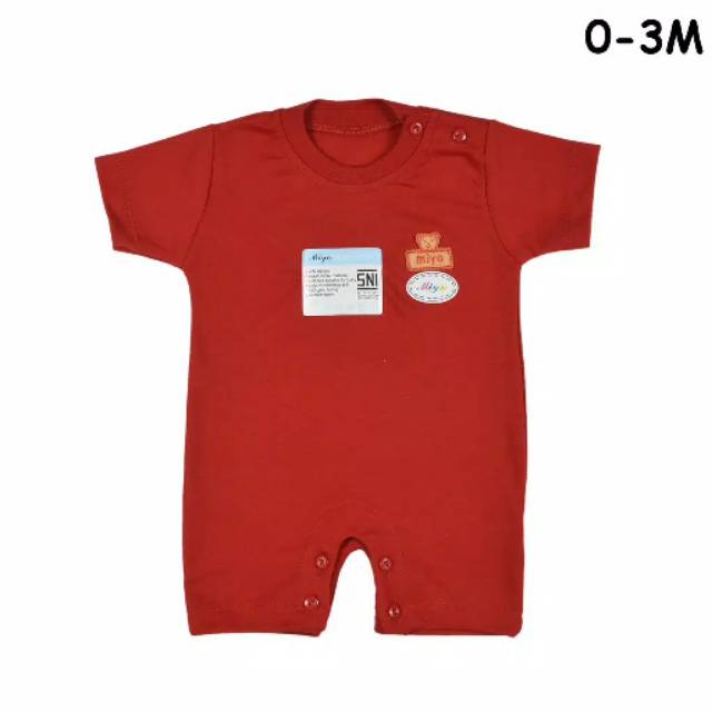 MIYO Baju Kodok Segiempat / Romper Bayi/Baby Merah Newborn (0-3M)| Sleepsuit / Perlengkapan Bayi