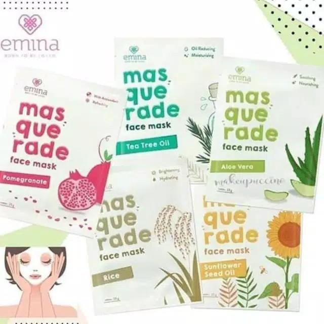 Emina Masquerade Face Mask 23g Sheet Mask Bahan Alami (100% Original)