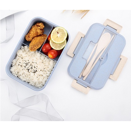 SB168 Lunch Box Kotak Bekal Makan Set Jerami Gandum 4 IN 1 Free Alat Makan