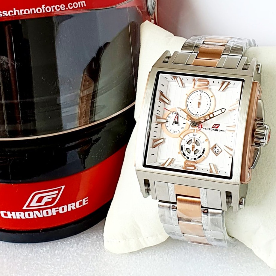 Jam Tangan Pria Chronoforce Original C5312M Stainless Steel Silver Rosegold