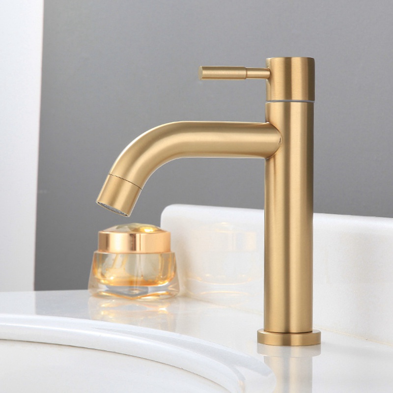 Brush Gold Single Cold Basin Faucet 304 Material Basin Mixer Bathroom Sink Faucet Water Wash Mixer Tap-A