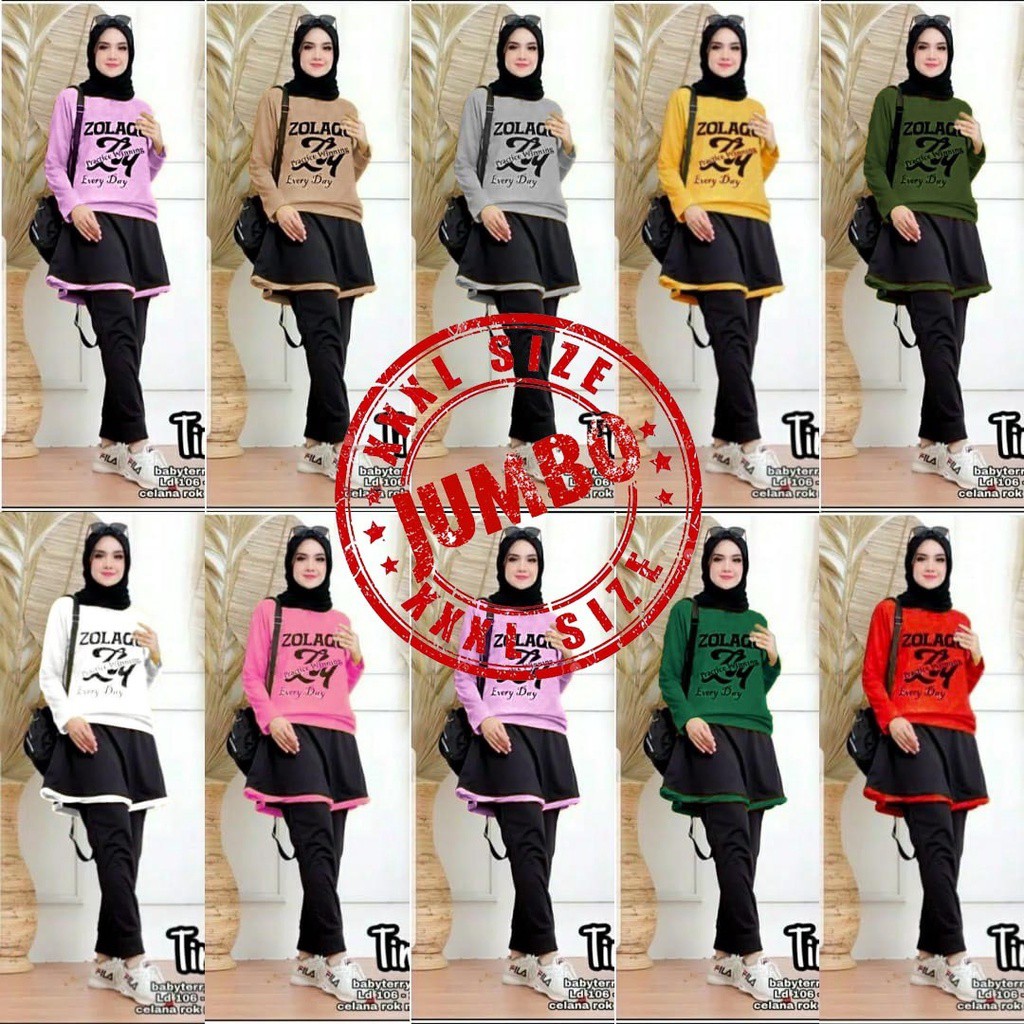 SET TIME JUMBO SET TIME XL-XXXL STELAN JUMBO WANITA KEKINIAN Setelan Baju Olahraga Wanita Muslimah d