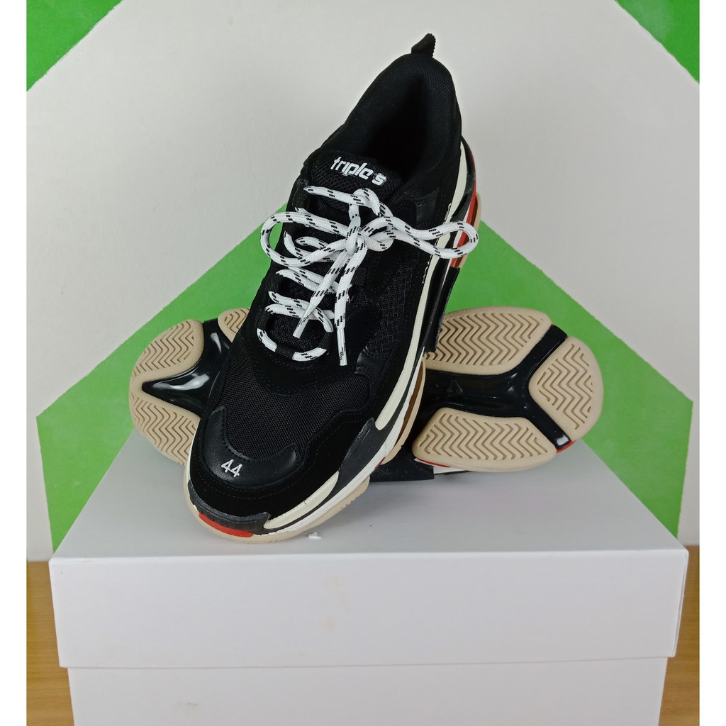 Sepatu Sneakers Balenciaga Triple S Black White Red Made In Italy High Quality