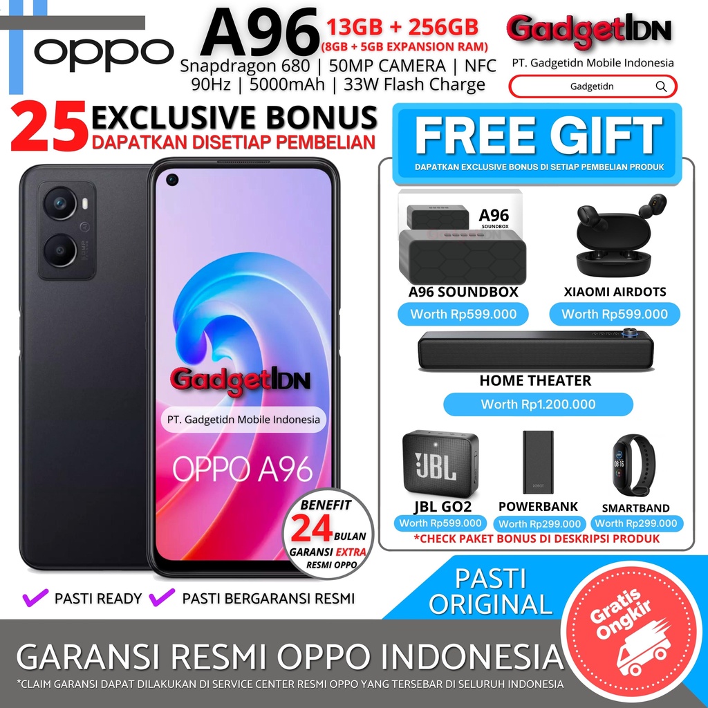 OPPO A96 NFC 13/256GB ( 8GB + 5GB EXTENDED RAM ) GARANSI RESMI OPPO