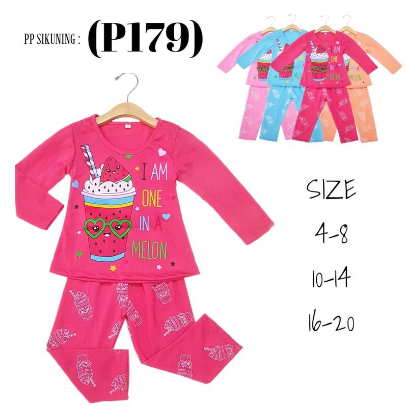 SETELAN BAJU ANAK PEREMPUAN SIKUNING NEW MOTIF WATERMELON 2-6 TAHUN