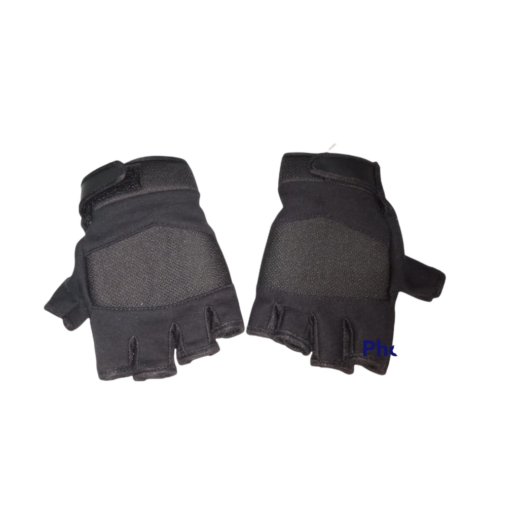 Sarung Tangan Motor half finger kain tebal anti keringat bahan kain tebal separuh jari tangan warna hitam cowok