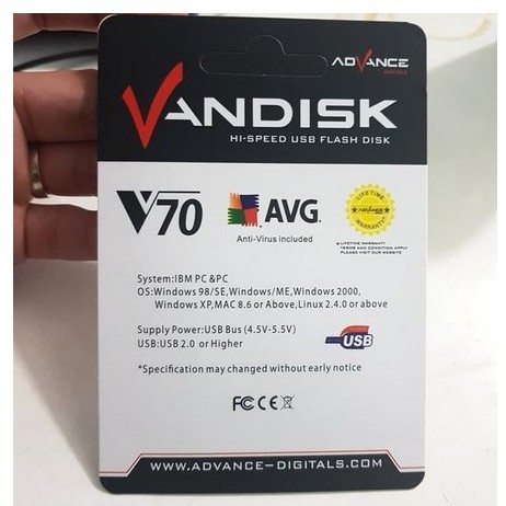 ITSTORE Flashdisk Vandisk 4GB / 8GB / 16GB / 32GB V70 ADVANCE USB Flash Disk ORI Flashdrive