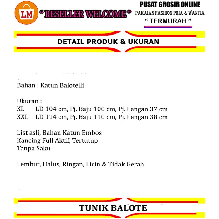 Baju Atasan Wanita Muslimah TUNIK BALOTE Size Jumbo XL XXL LMS 27451 27454