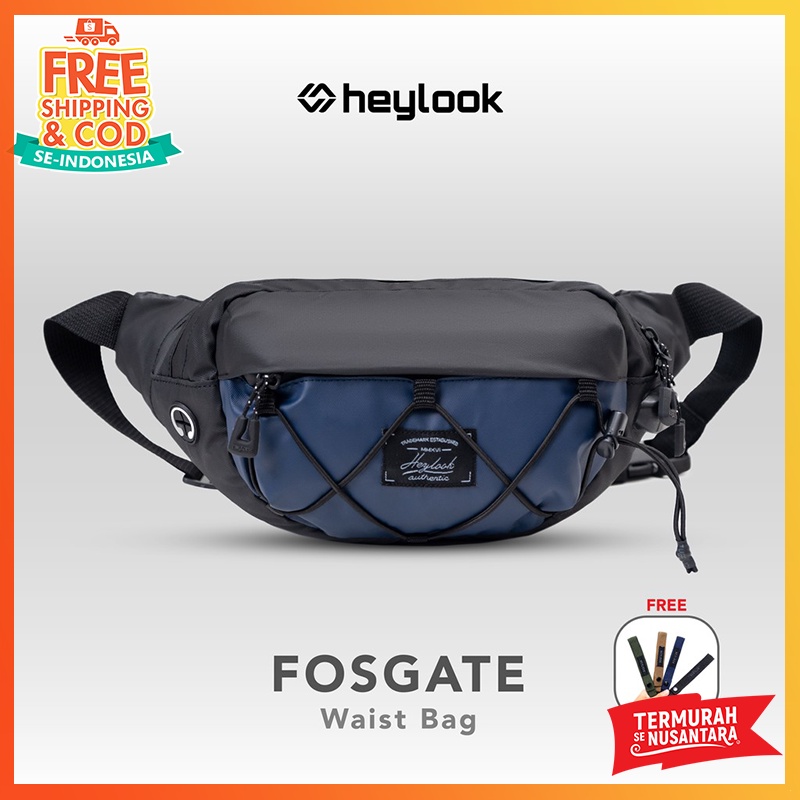 TAS SELEMPANG PRIA WANITA WATERPROOF WAIST BAG FOSGATE PRIA ANTI AIR ANTI SOBEK USB ORIGINAL