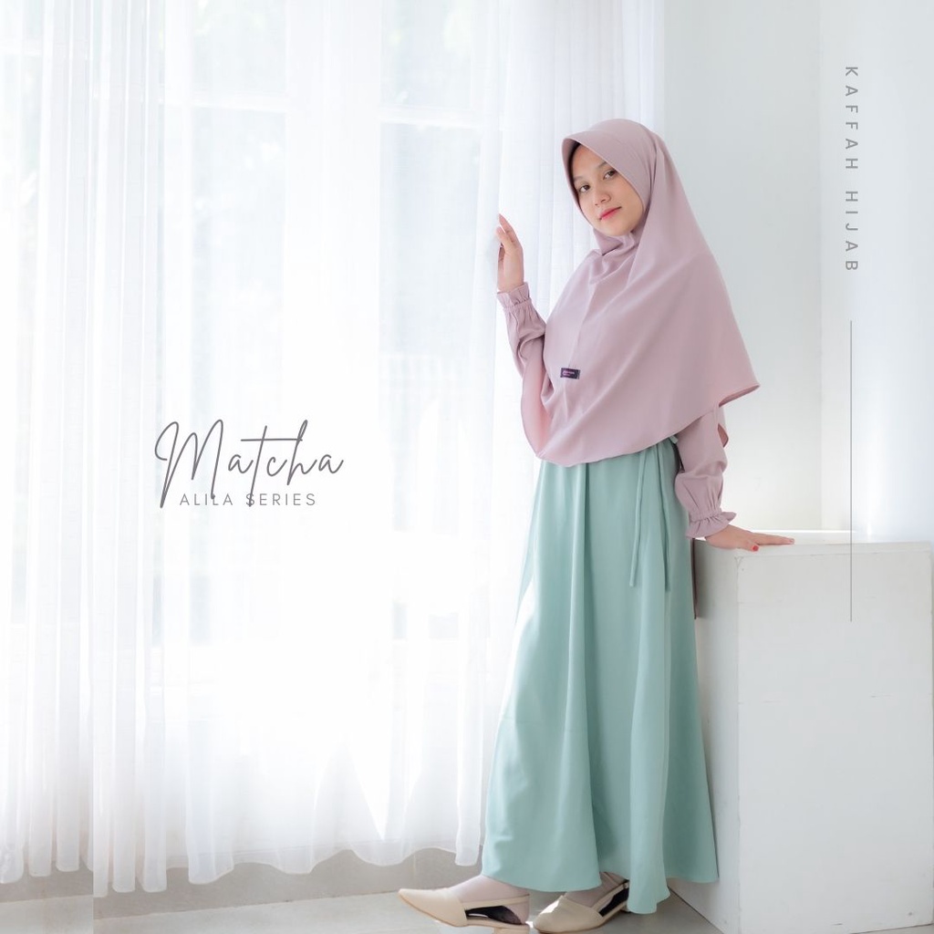 Kaffah Hijab | Set Gamis Jilbab Syari | Alila Matcha