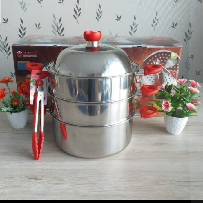 Supra Panci Stainless Super Steamer 30 Cm 3 Susun Warna Hi Dome