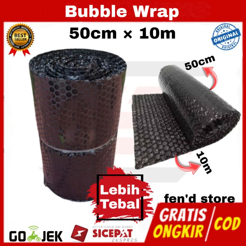 

Bubble Wrap Plastik Packing Meteran 50cm × 10m Warna Hitam Tebal