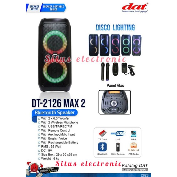 SPEAKER PORTABLE DAT DT2126MAX 2 DAT DT 2126 MAX2 SPEAKER