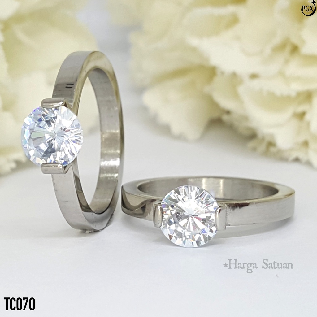 PGX Cincin Titanium Couple Tunangan Aksesoris Fashion Perhiasan Anti Karat - TC070