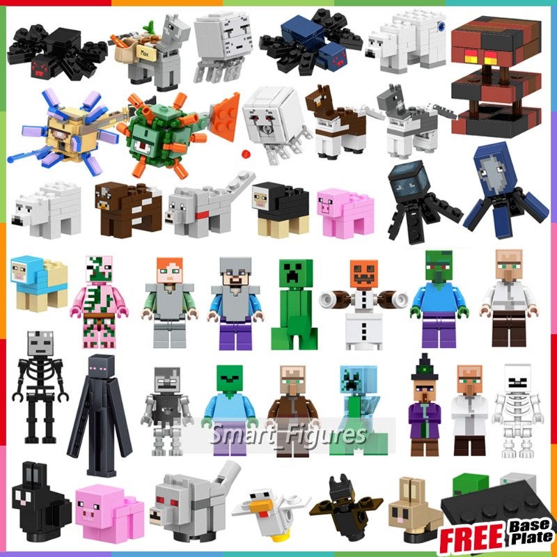 B001-b046 Mainan Action Figure Minifigures Seri Minecraft Steve Alex Villager Wolf Cows Cumi-Cumi Kelinci Kuda Untuk Hadiah