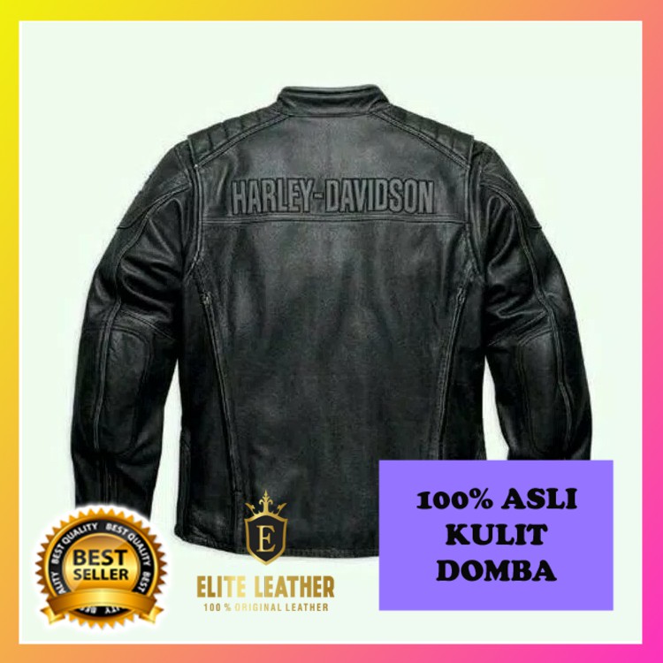 Jaket Kulit Original Harley Davidson Bahan Kulit Domba Asli Ori EL125