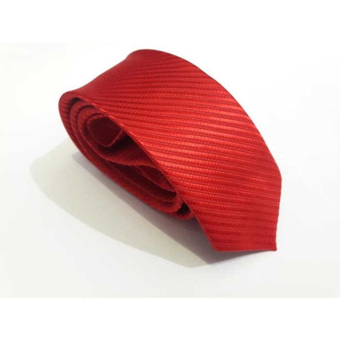 Dasi Formal Pria Kerja Merah Salur Bahan Satin COD Tyrone