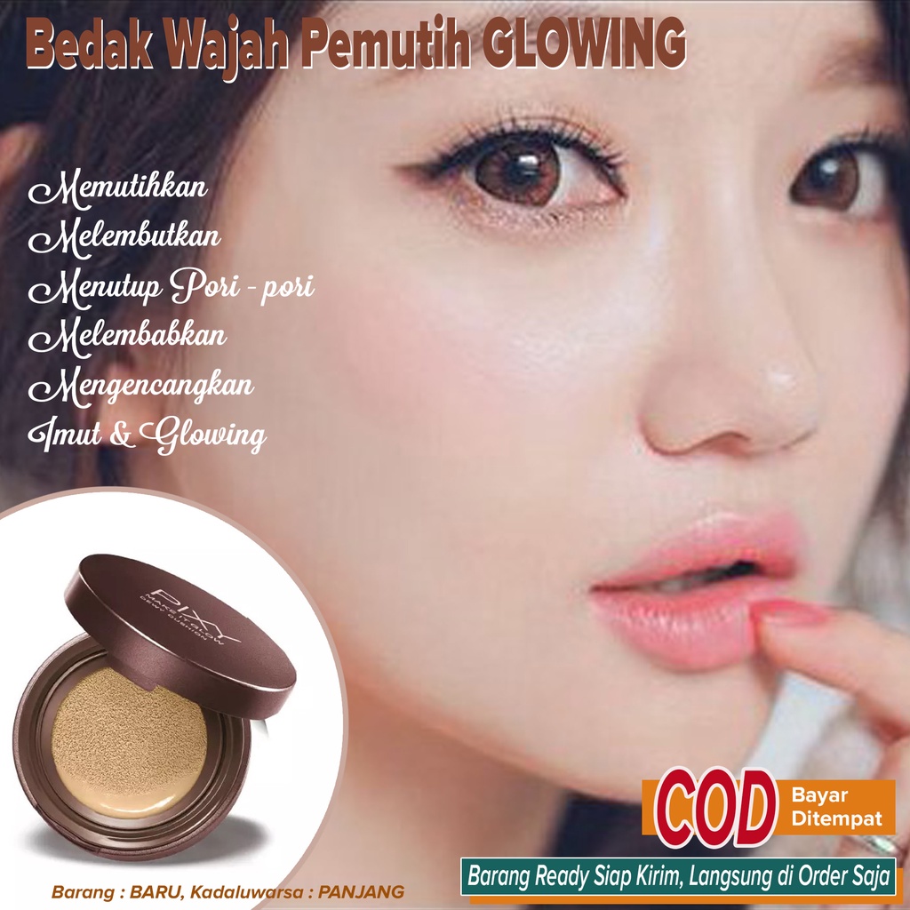 Bedak Wajah GLOWING Penutup Keriput Flek Pori2 Besar Best seller ~ Pixy Make it Glow Dewy Cushion
