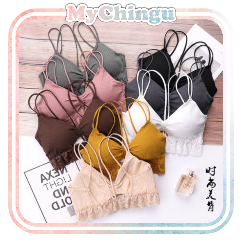 ❀ Chingu ❀ PW087 COD Bra Renda Seksi Model Tali Lilit Wanita Fashion Pakaian Dalam BH Import Surabaya