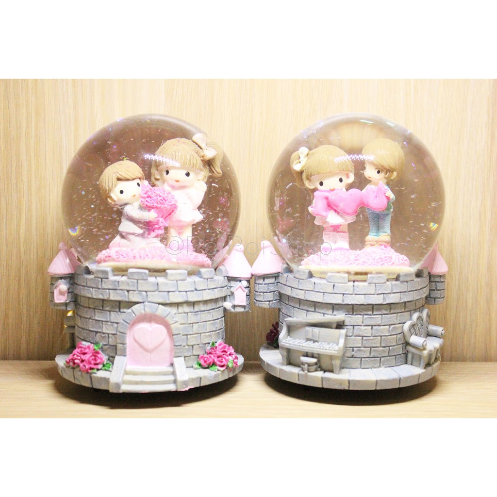 Kotak Musik Music Box Bola Salju Kristal Crystal Ball Jumbo Couple Romantis Castle Kado Anniversary