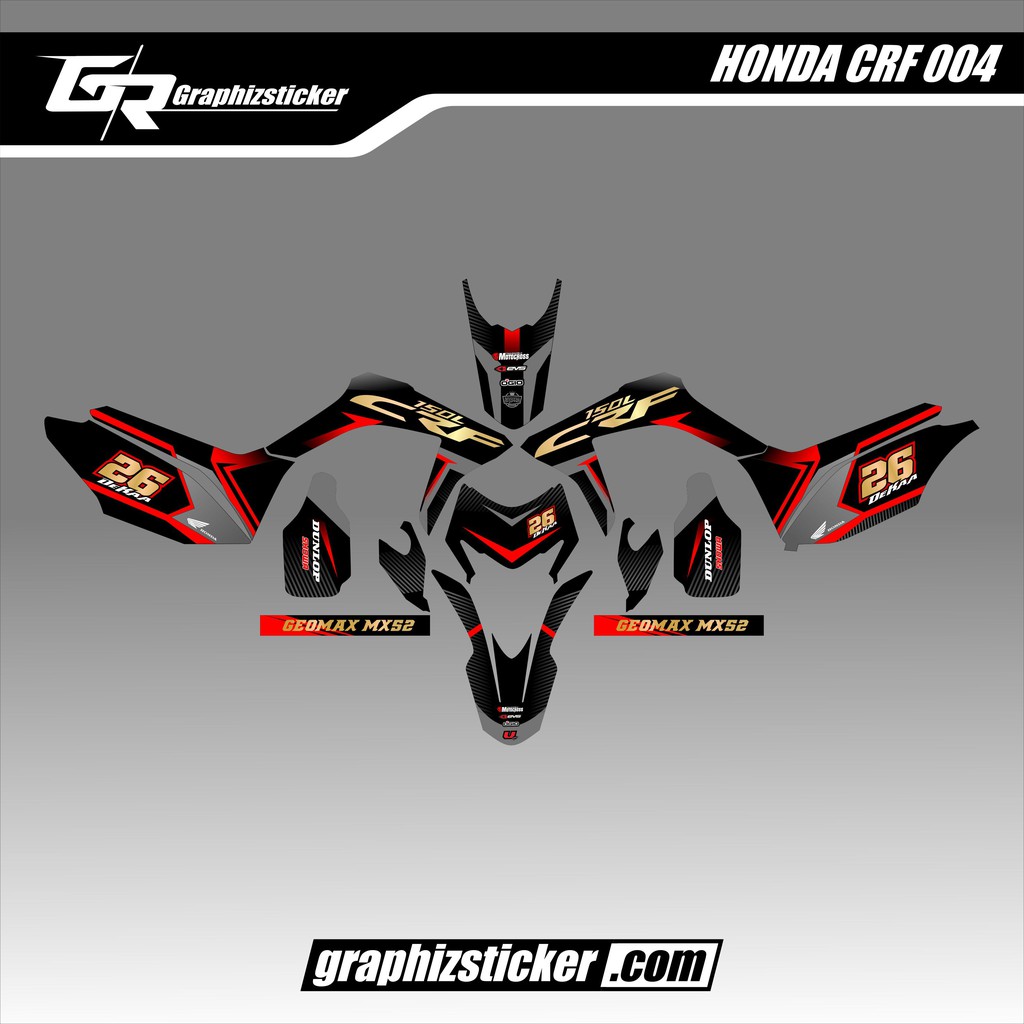 DECAL STICKER MOTOR HONDA CRF HITAM ABU
