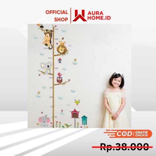 Wallpaper Wall Stiker Sticker Setiker DInding Pengukur Ukur Tinggi Badan Anak Tk Dewasa Kelas Interior Gambar Hewan Pohon Animal  Zoo Binatang 3D Anak Perempuan Laki Laki Kamar Tidur Rumah Ruang Tamu Sekolah Sd Edukasi Lucu Tempel Tembok Dinding Aesthetic