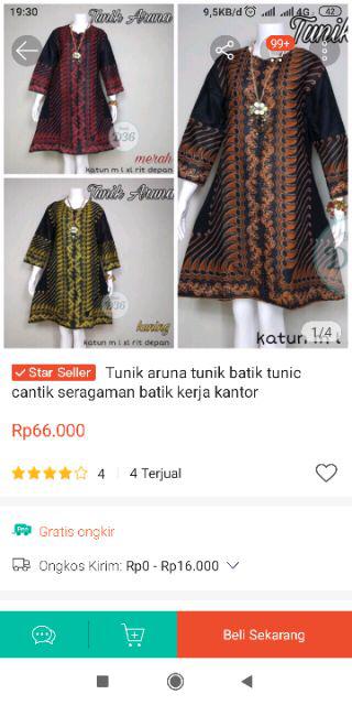 Tunik Aruna Tunik Batik Tunic Cantik Seragaman Batik Kerja Kantor