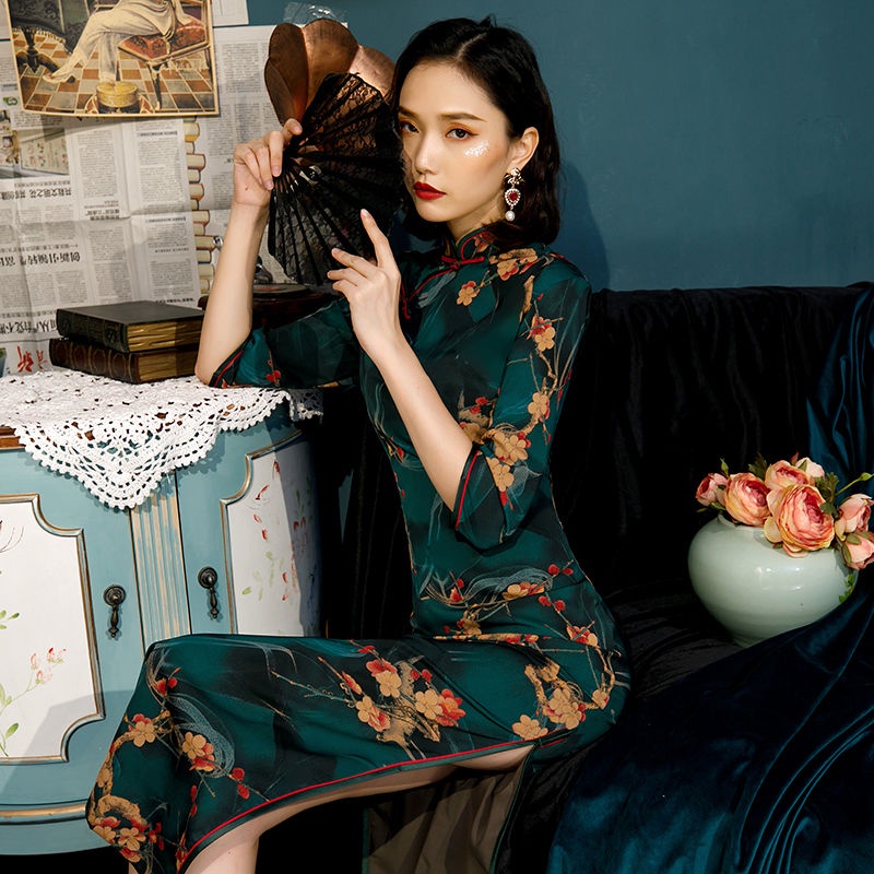 Improved cheongsam dress girl old Shanghai retro Republic of China celebrity temperament elegant sho