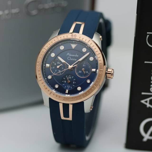 JAM TANGAN CEWEK / WANITA ALEXANDRE CHRISTIE AC 2772 BLUE ROSEGOLD