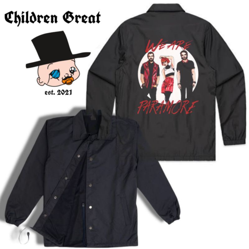 Coach jaket WE ARE PARAMORE jacket BAND vintage windbreakers parasut waterproof taslan polos hitam w
